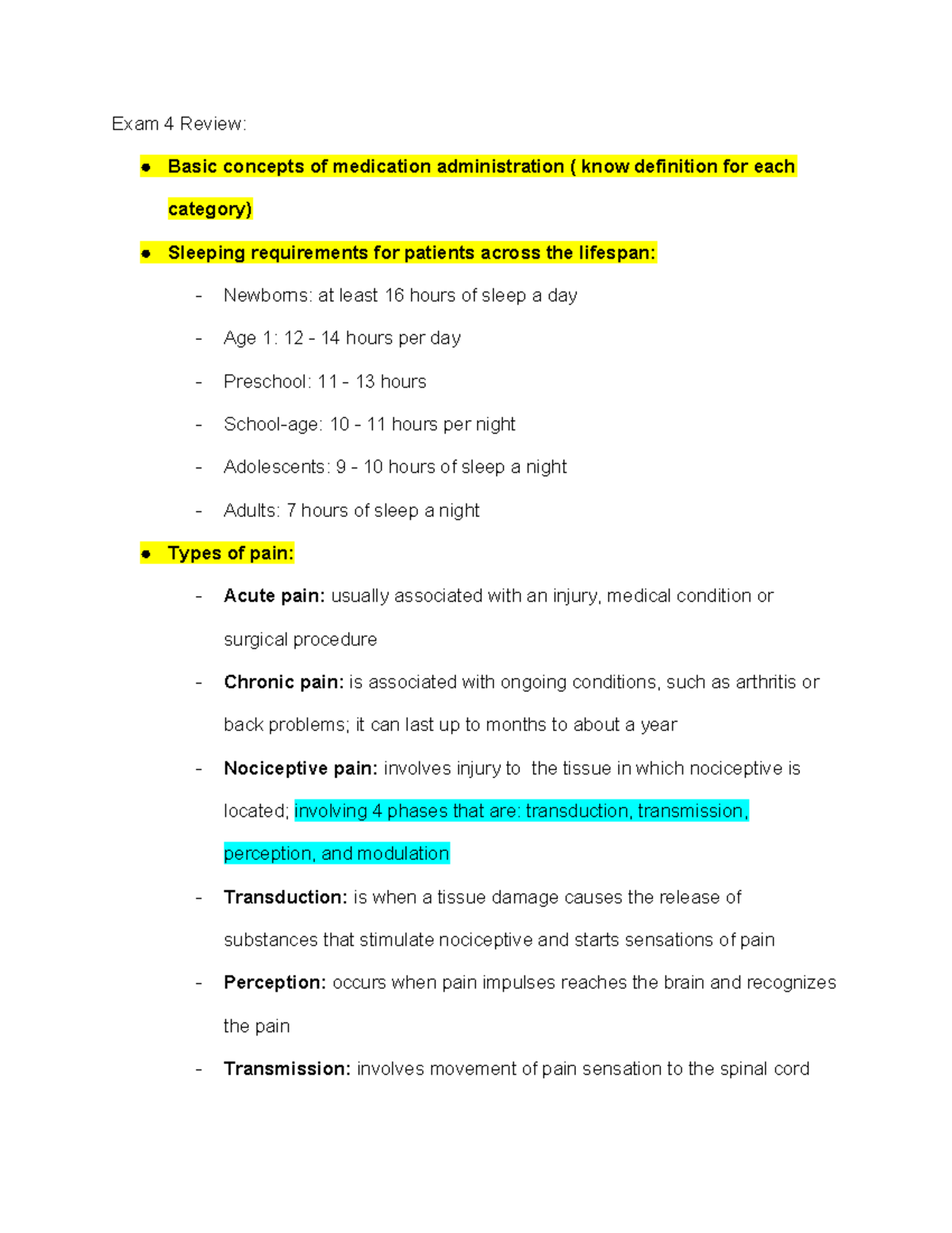 Exam 4 Review - Fundamentals of Medication Administration and Patient ...