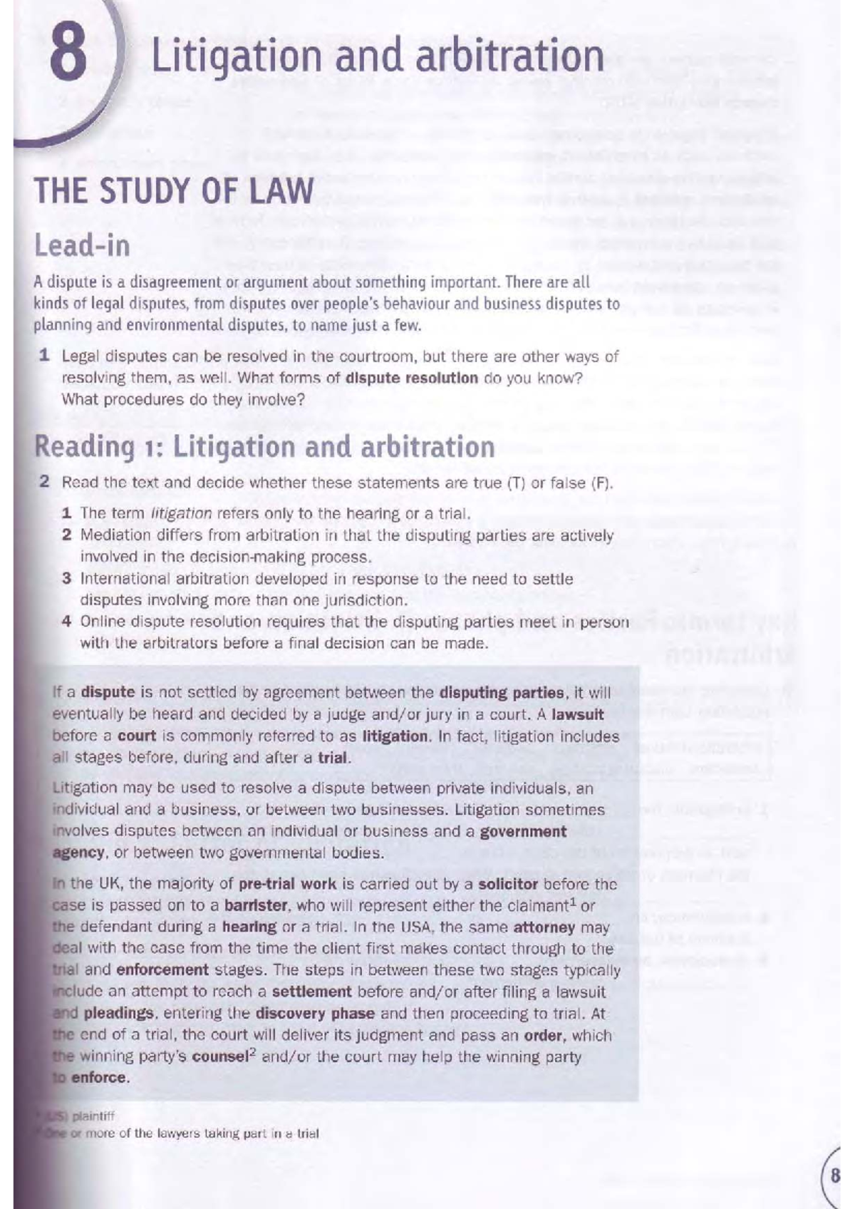 Litigation and Arbitration: Key Concepts in Law (Course Code: LAW101 ...