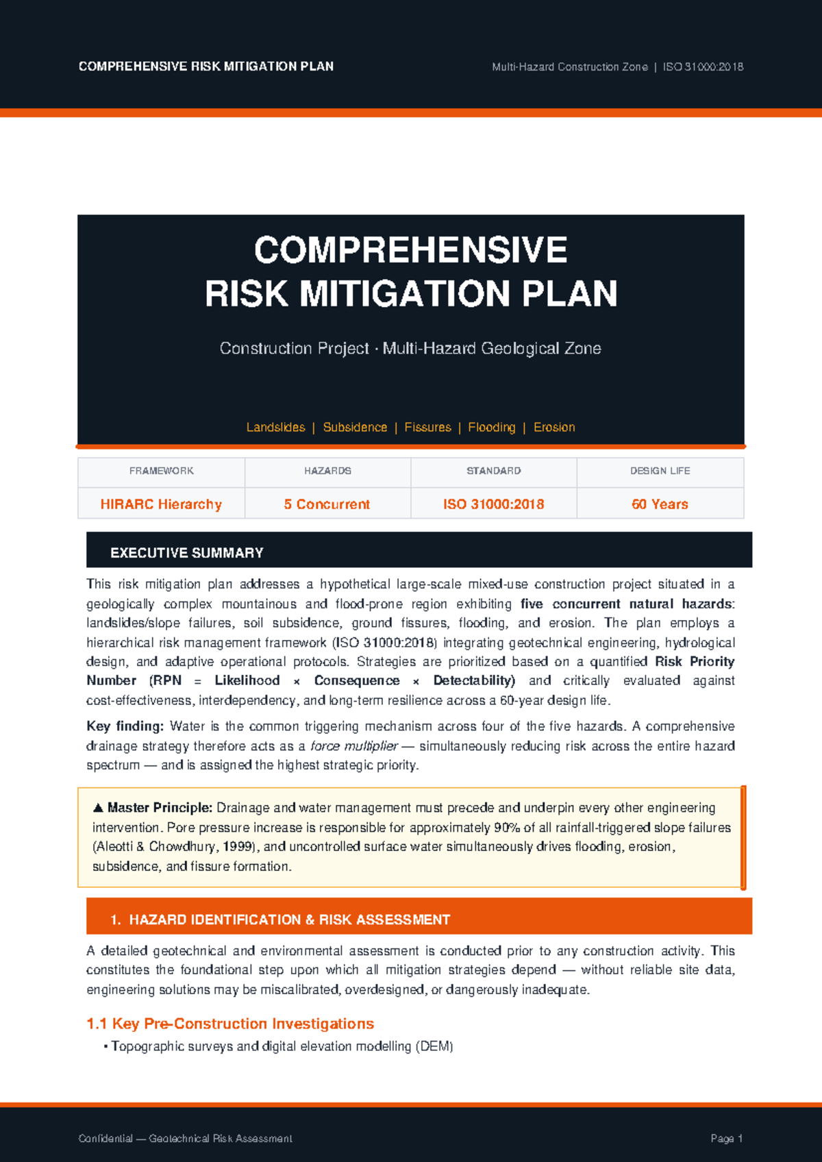 COMPREHENSIVE RISK MITIGATION PLAN (ISO) for Construction Zone Hazards ...