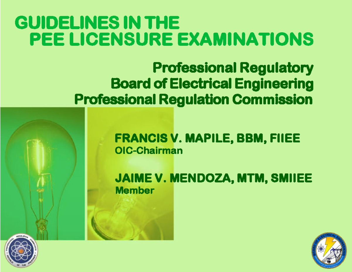 Guidelines for PEE Licensure Exams: Qualifications & Requirements - Studocu