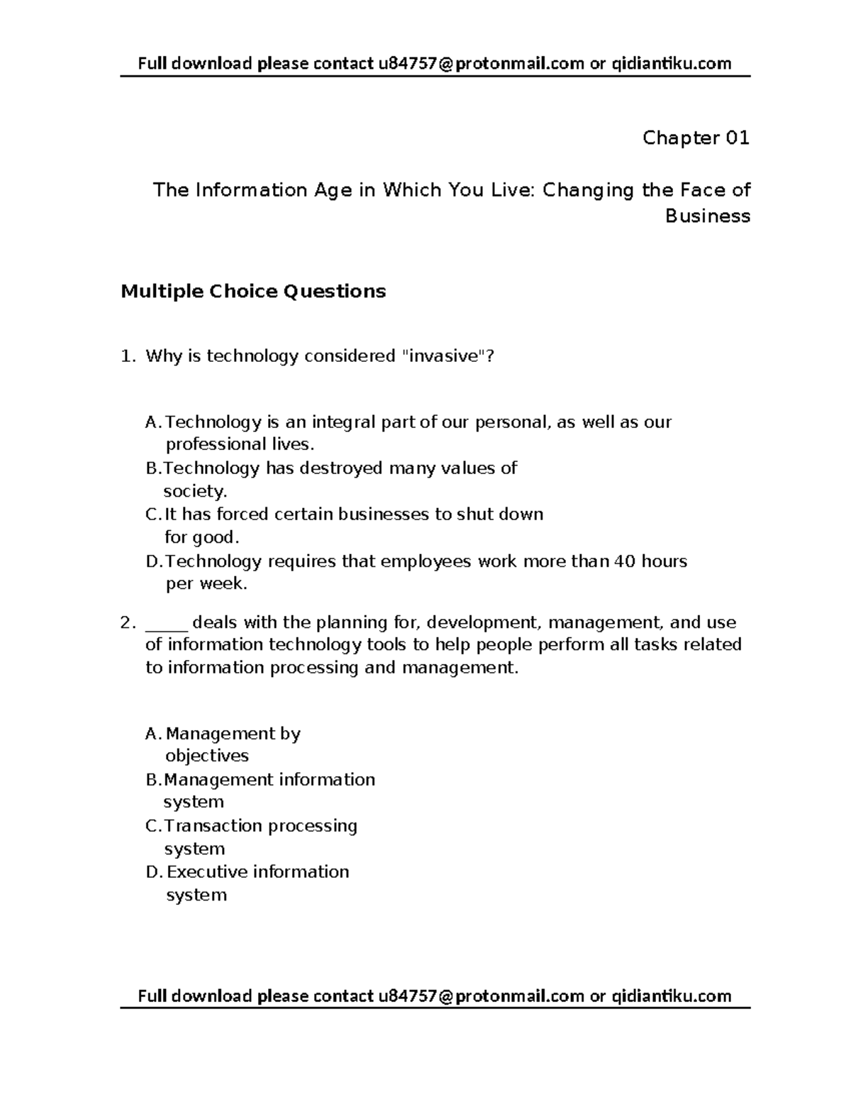 Management Information Systems for the Information Age 9th edition test ...