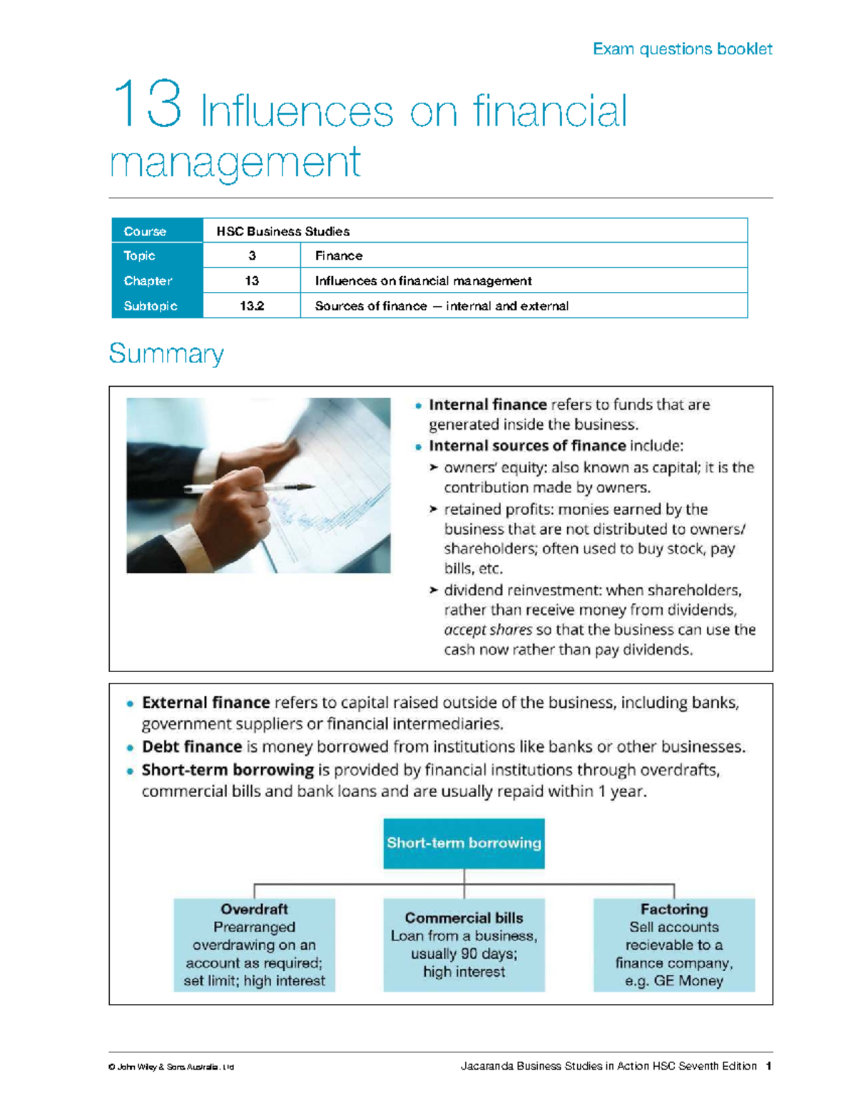 HSC Business Studies Exam Questions: Finance Influences & Sources - Studocu