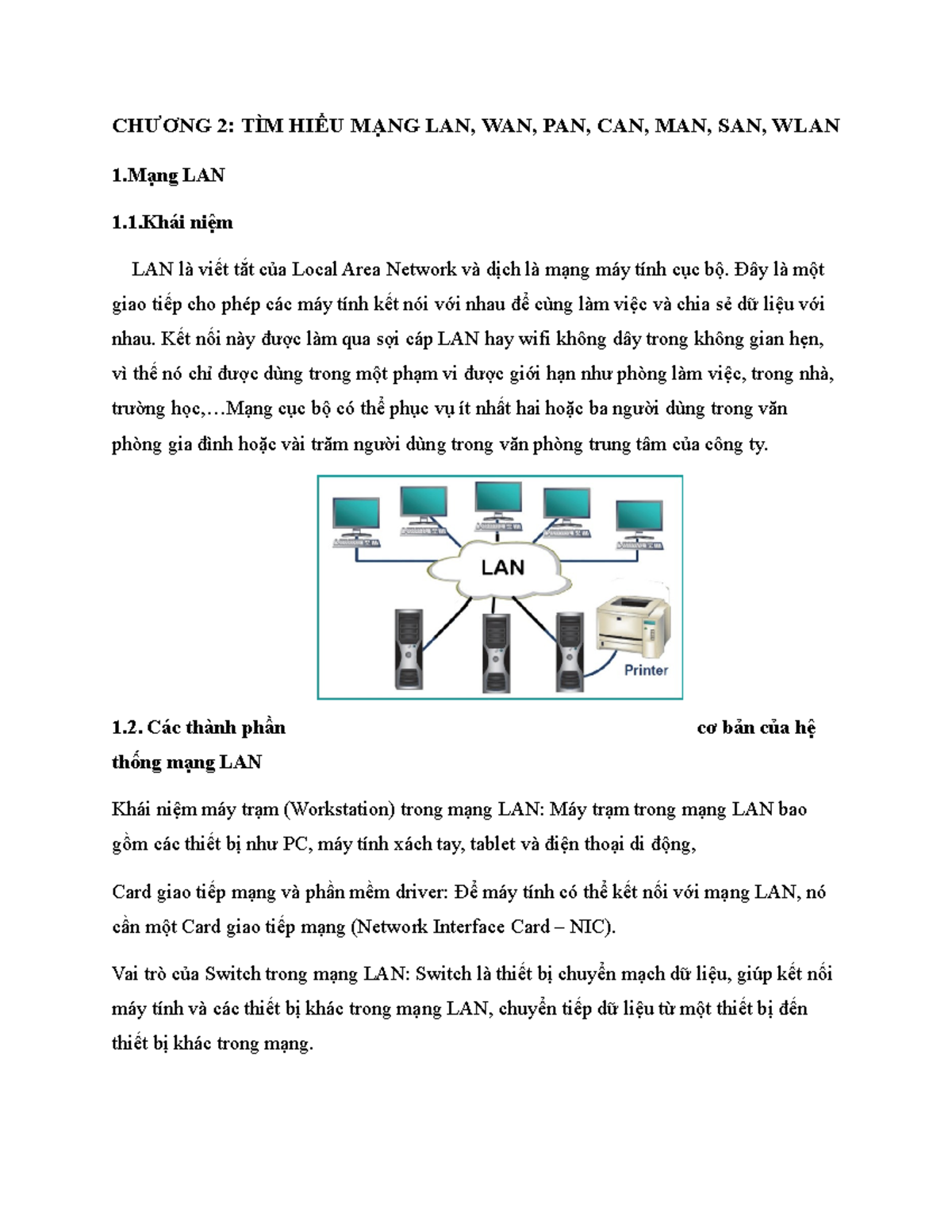Đồ án MMT - Tìm hiểu về các loại mạng LAN, WAN, PAN, CAN, MAN, SAN, WLAN - Document Preview