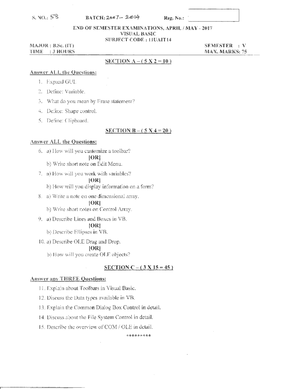 B.Sc. (IT) V Sem Visual Basic End of Semester Exam Notes - May 2017 ...