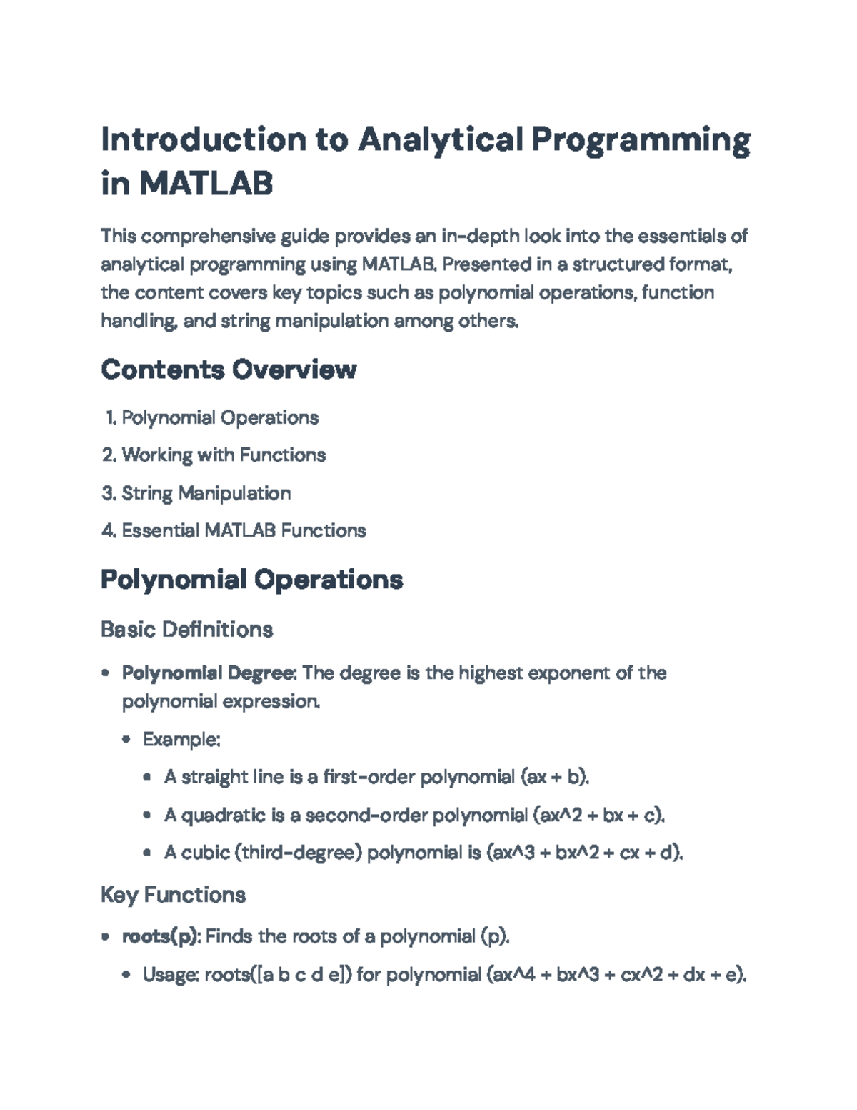 Analytical Programming in MATLAB: A Comprehensive Guide - Introduction ...