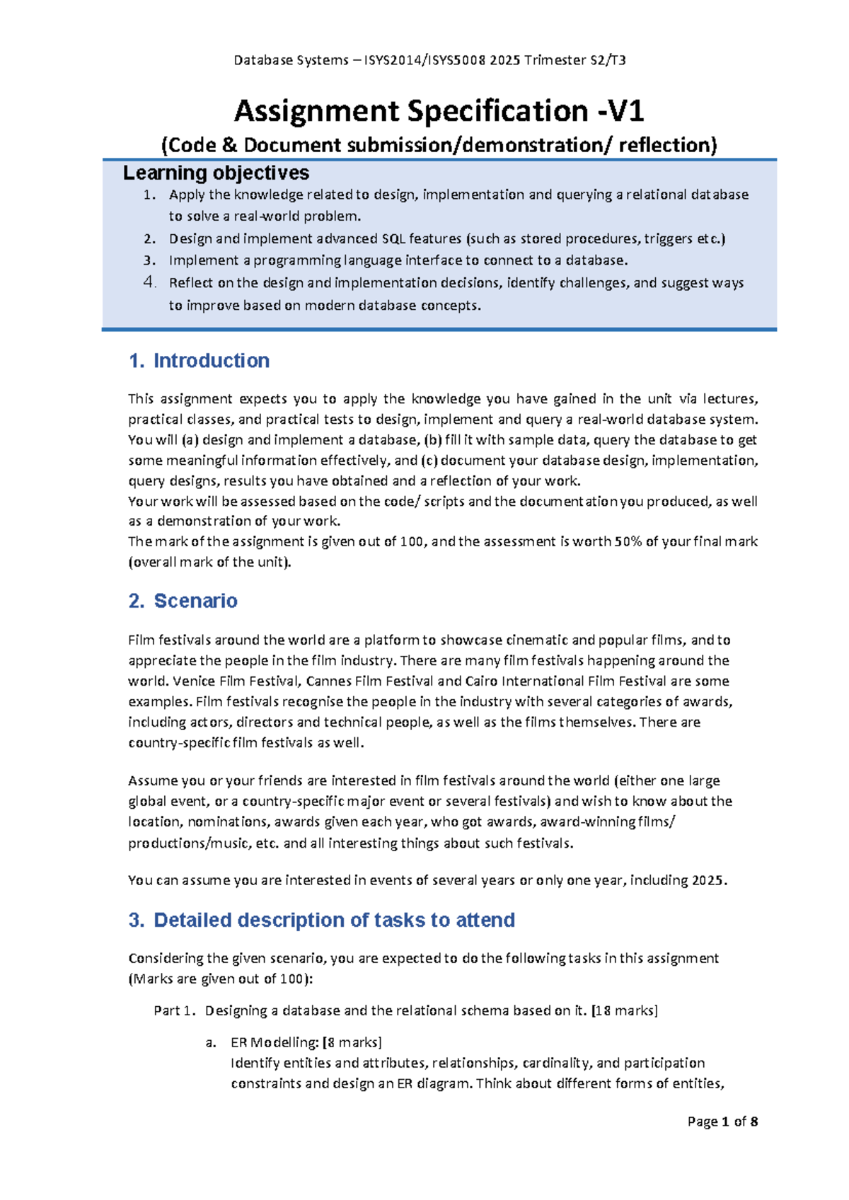 Database Systems 2025S2 Assignment Specification and Guidelines - Studocu