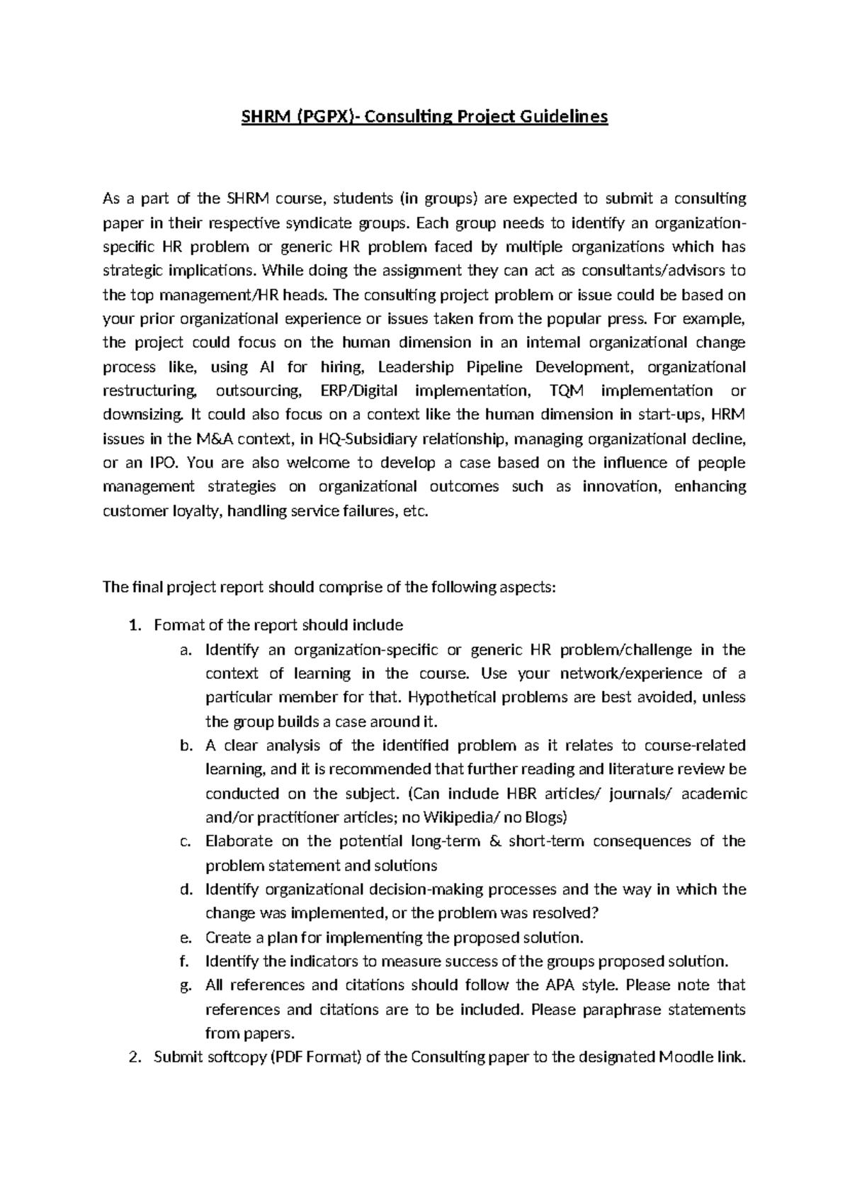 SHRM (PGPX) - Consulting Project Submission Guidelines for Students ...