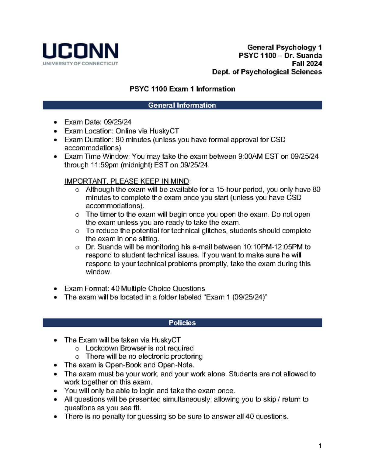 PSYC1100 Exam 1 Study Guide: Key Details and Topics for Success - Studocu