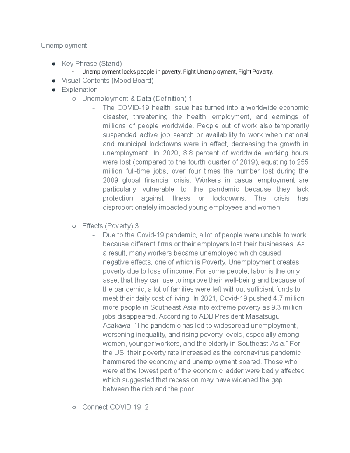 ACT 3: Unemployment's Impact on Poverty Due to COVID-19 Crisis - Studocu