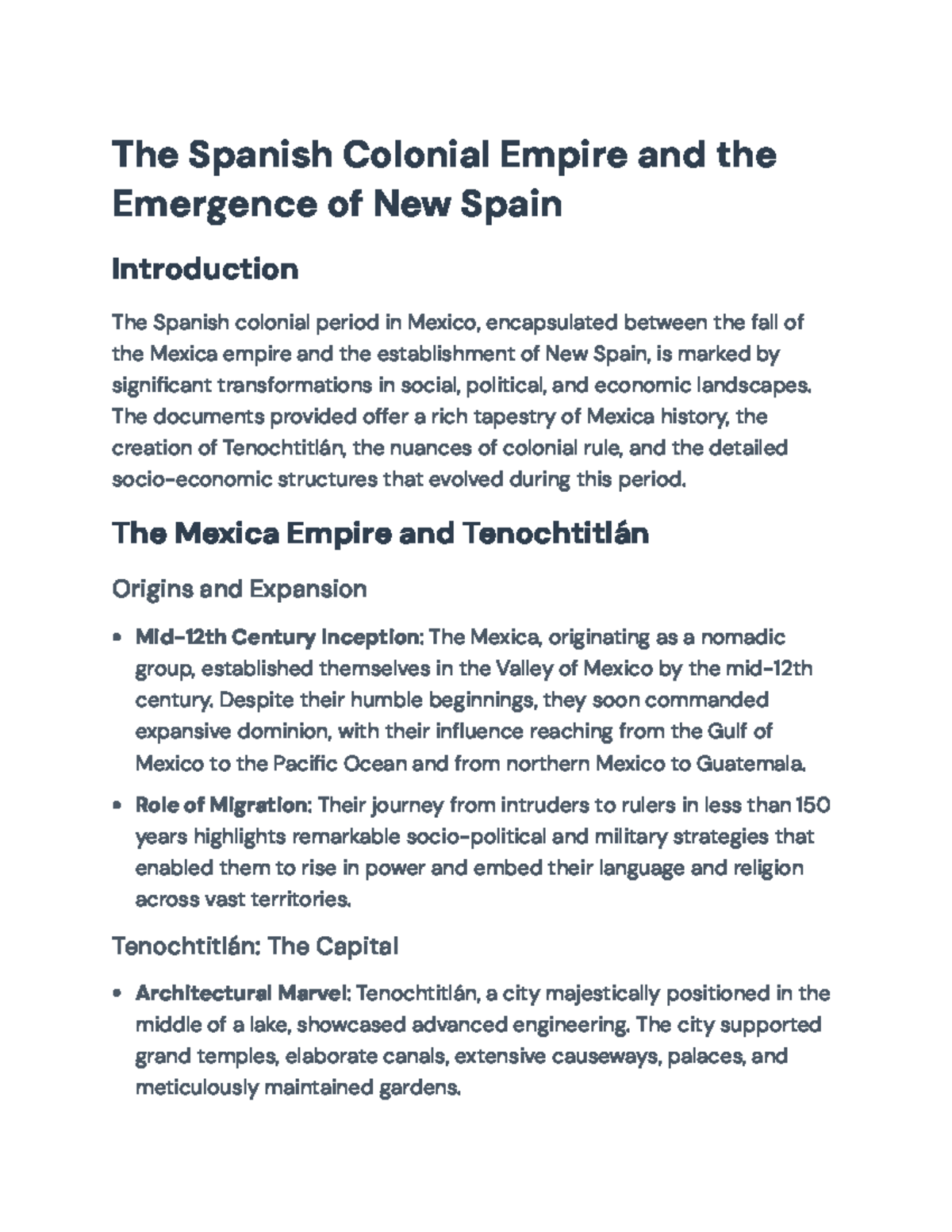 The Spanish Colonial Empire and the Formation of New Spain (HIST 101 ...