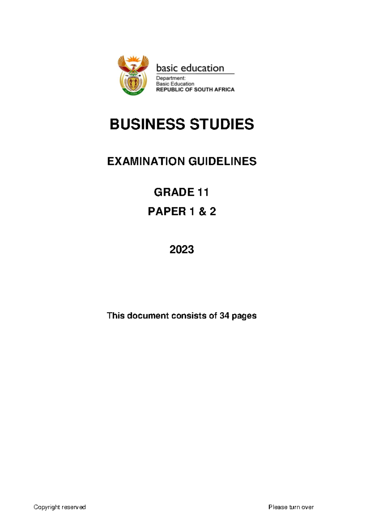 Revised 2023 Business Studies Gr 11 Exam Guidelines Paper 1 & 2 - Studocu
